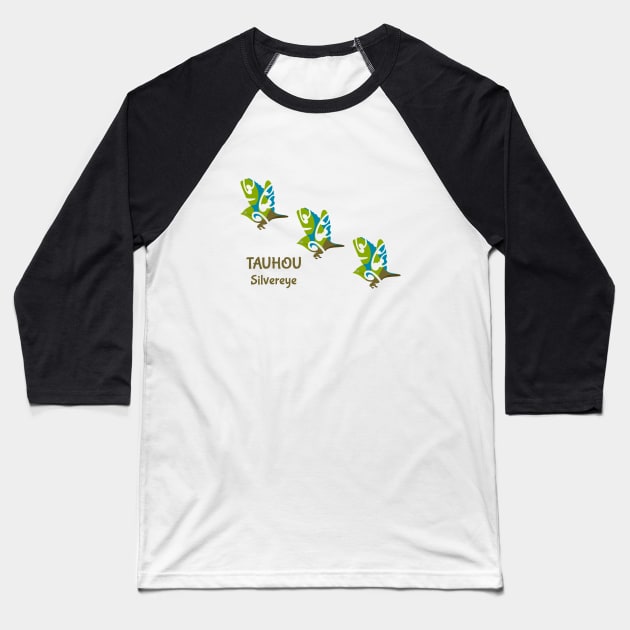 Silvereye TAUHOU New Zealand Bird Baseball T-Shirt by mailboxdisco